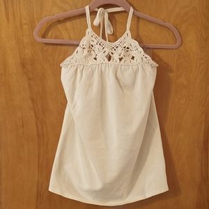 EUC VS Off-white Crochet Built-in Bra Halter Top